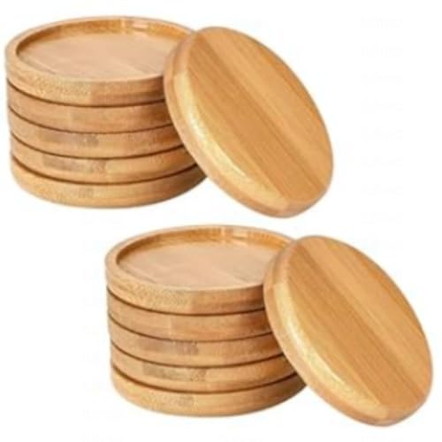 2.52 inch Bamboo Round Plant Saucer Trays for Small Pot (12 Count)