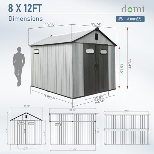 Domi 8X12FT Resin Outdoor Storage Shed (8x12FT)