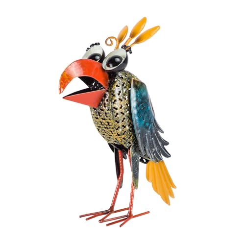 12" Tall Outdoor Metal Wide (12" Multicolor Bird)