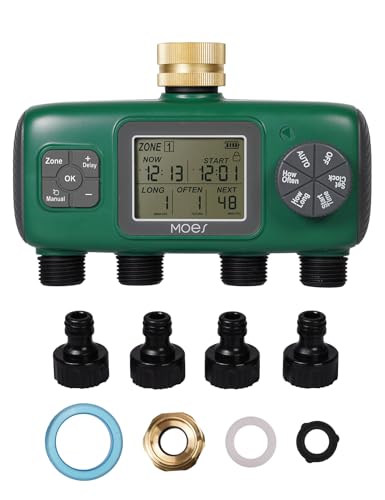 4 Zone Sprinkler Timer for Garden Hose (4 Outlet)