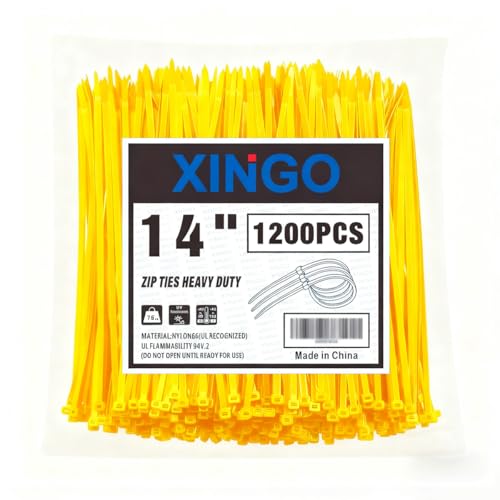 14 Inch Yellow Zip Ties 1200 PCS (Yellow / 14“(1200PCS))