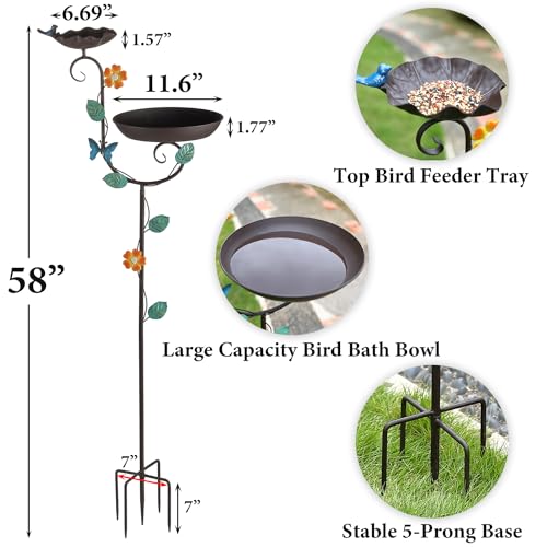 Free Standing Bird Baths for Outdoors (Butterfly)
