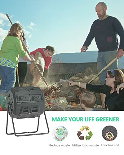 2021 Upgraded Tumbling Composter with Compost Thermometer