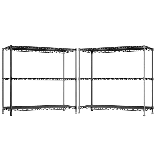 36.4"W 3 Tier Metal Shelving (Black-36.4"Wx14"Dx35.6"H（2P）)