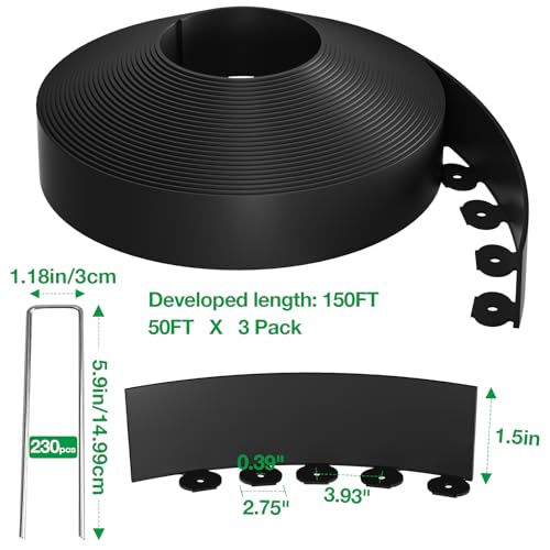 150FT Landscape Edging Kit with 230 Stainless Steel Stakes