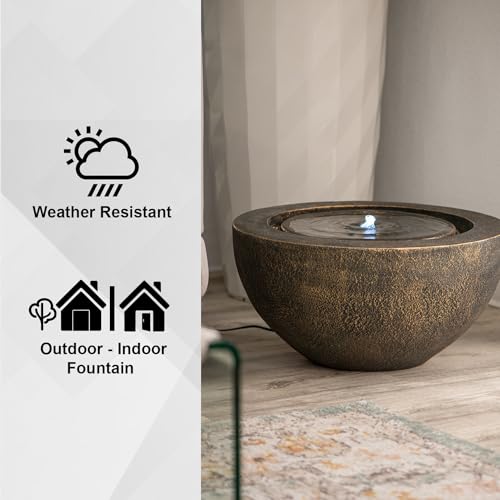 9.65" H Round Sphere Water Fountain Indoor (Bronze / 9.65"H)
