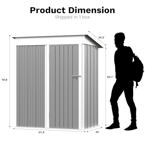 Outdoor Storage Shed 5 x 3 ft. Utility Tool Shed (5x3 / Gray)