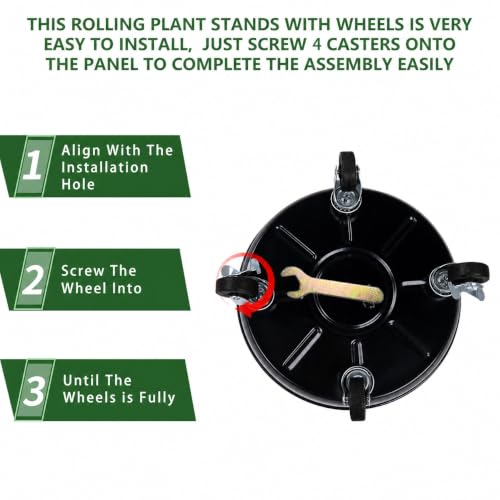 3 Pack Metal Plant Caddy with Wheels 12 Inch Black (12)