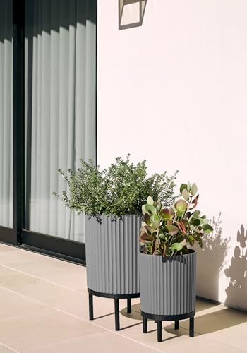 Demi Series Raised Duo Planters (Gray/Black / Bundle - 2 Pack)