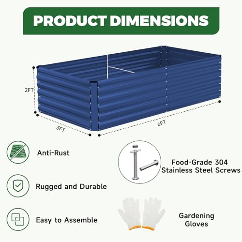 6x3x2ft Outdoor Metal Raised Garden Bed (Blue / 6x3x2 FT-2PC)