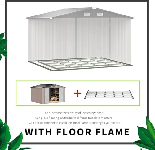 8x10 FT Shed Outdoor Storage Shed with Base (Brown / 10'x8')