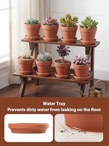 4 Inch Terracotta Pots with Saucers (Shallow 4 inch -8 pcs)