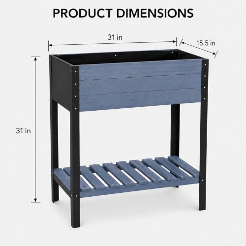 Raised Garden Bed with Metal Legs (Gray / W31x D15x H31in)