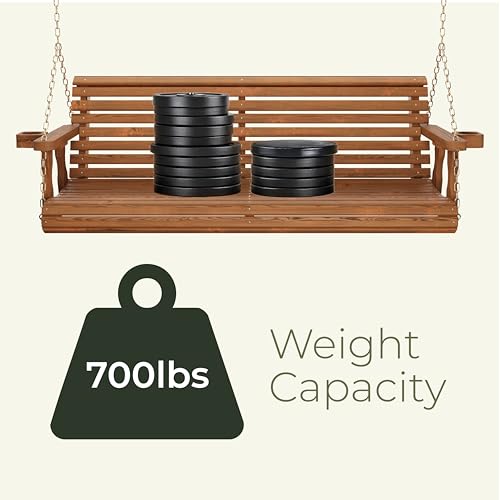 Heavy Duty 700 Lb Capacity Porch Swing with Cup Holders