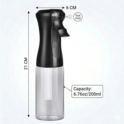 200ml Continuous Mist Spray Bottle for Hair and Skin Care 4 Pack (Variety Pack of 4)