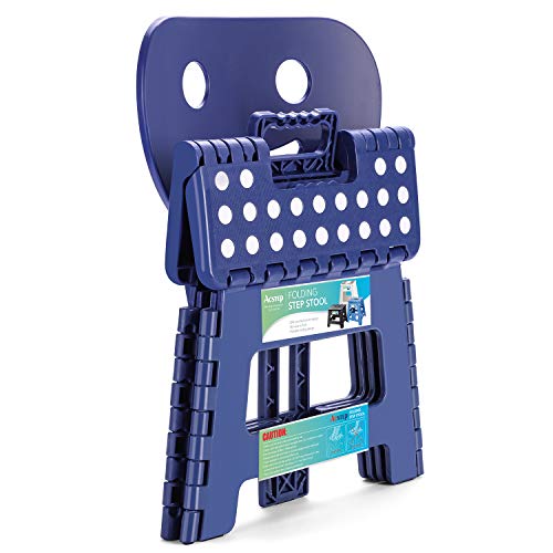 Folding Step Stool with Back Support for Kids (Royal Blue - Smiley Backrest / 9 Inch( Pack of 1))