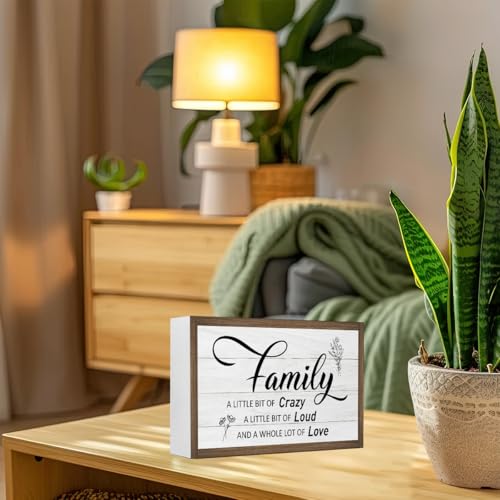 Family a Little Bit of Crazy Wooden Box Sign Decor (white)