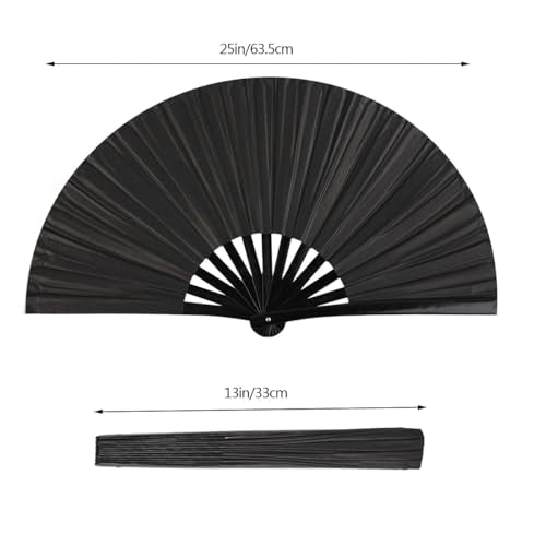 Large Folding Hand Fan for Line Dance (Black)