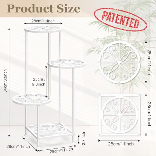 4 Tier Plant Stand Indoor Outdoor (Flower White / 4 Tier)