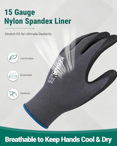 W5 Foam Nitrile Coated Work Gloves for Men Women (W5 Grey (60 Pairs) / Large)