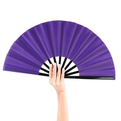 2 Pack Large Folding Hand Fan for Men (2 Purple)