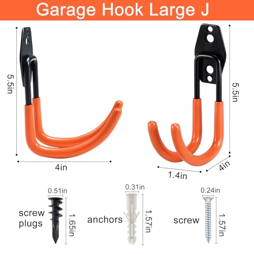 Garage Hooks Heavy Duty (Large J Hooks, 10 Pack)
