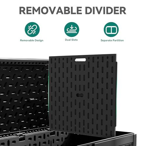 260 Gallon Large Deck Box with Divider & Side Handles (Black / 260 Gallon)