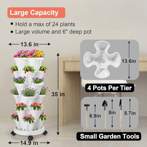 Vertical Planter Tower (White / 6 Tier)