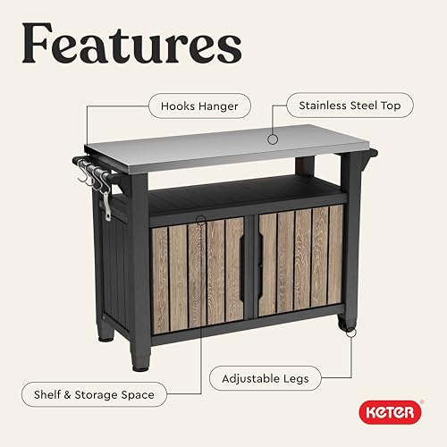 Unity XL Outdoor Entertainment Cart with Wood‑Look Finish (Ashwood)