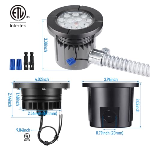 6 Pack Dia. 4 Inch 5CCT Well Lights Flat Top Black (Black)
