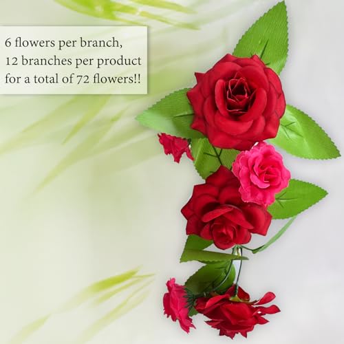Expandable Fence Privacy Screen for Balcony Patio Outdoor (Branches -Red Rose)