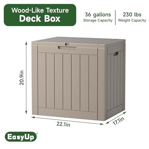 39 Gal Waterproof Outdoor Storage Box Resin Deck Box (Grey / 39 Gallon)