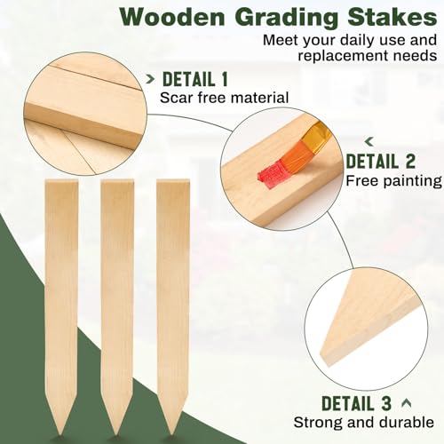 72 Pieces Wooden Garden Stakes Bulk 12 Inch Grade and Survey Stakes Wooden Garden and Sign Posts for Plant Support Silt Yard Fence Farm Survey Boundaries Baselines (Smooth Stakes / 12 Inch)
