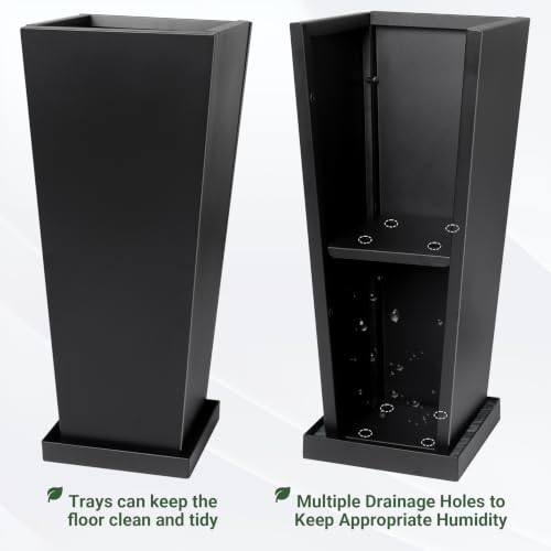 30" Metal Tall Outdoor Planters Set of 2 (30" H)