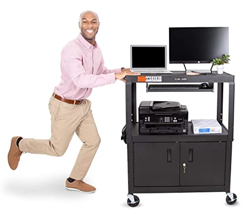 Line Leader Large AV Cart with Locking Cabinet (Cabinet / 32" L x 18" D x 42" H)