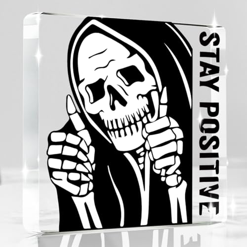 Gothic Decor Vintage Stay Positive Skull Acrylic Sign (StayPositiveT)