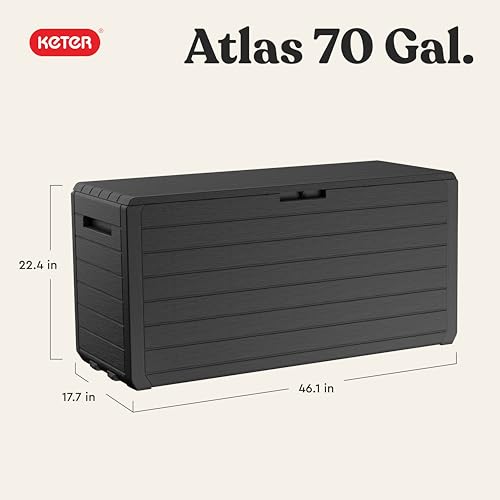 Atlas 70 Gal Outdoor Storage Box for Patio and Pool Accessories (Atlas Graphite)