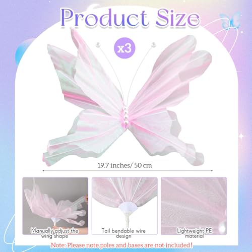 3 Pcs Giant Butterfly Decoration for Wedding Reception (Butterfly / Champagne Pink)
