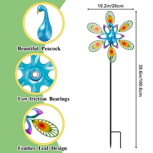 Metal Wind Spinners Outdoor (Peacock a)