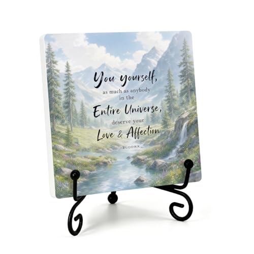Motivational Quote for Home Office Book Shelf Table Decor 6.3x6.3 Inch 15 (Multicolor 1739 / Wooden sign with iron frame（6.3 x 6.3 inches）)