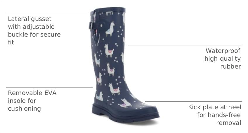 Women's Tall Waterproof Rain Boot (6 / Llama-rama)
