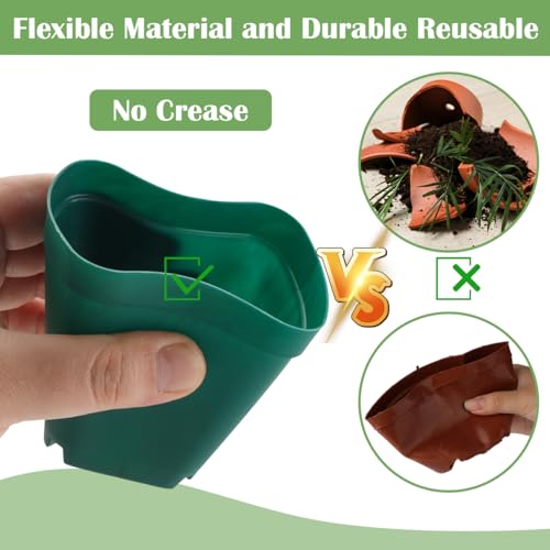 2.8 inch (7CM) Square Nursery Pots 120pcs (Green) and 24 Cell Nursery Pots Trays 5 Pack, Plastic Seedling Starter Tray with Drain Holes for Carrying and Holding Plant Pot(17"x11"x1.6") (Green / Pots 120 Pcs with 5 Pack Trays)