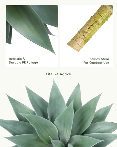 Artificial Outdoor Blue Agave Plant (Blue*2 / 28 Inches)