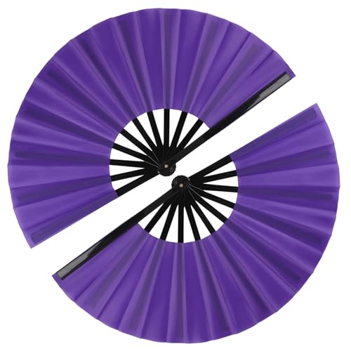 2 Pack Large Folding Hand Fan for Men (2 Purple)