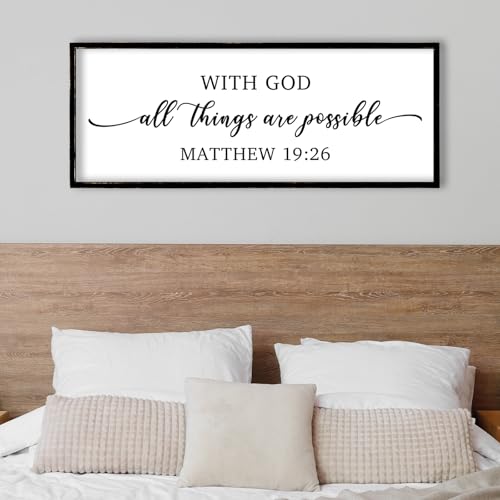 With God All Things are Possible Wall Decor 40"X15" Black (40"L x 15"W / With God All Things are Possible (Black))
