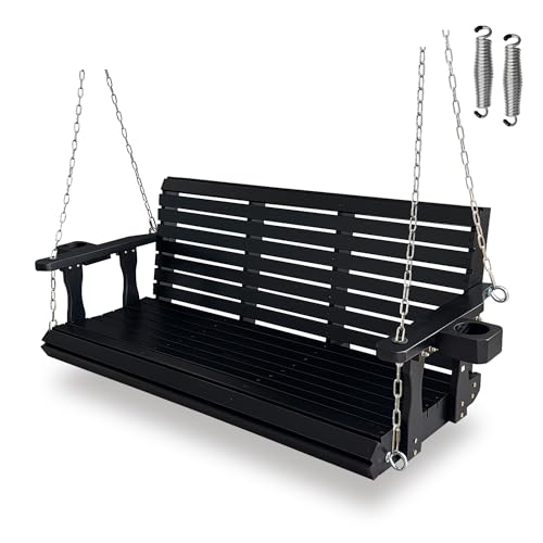 Wooden Porch Swing 3 (Iron Black / 5 FT Extra Large)