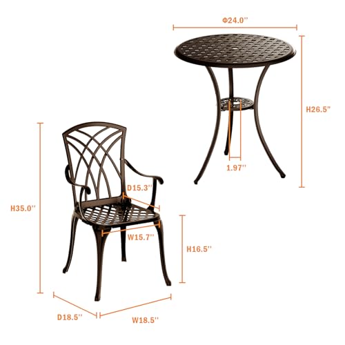 Patio Bistro Set 3 Piece (Woven / Bronze)