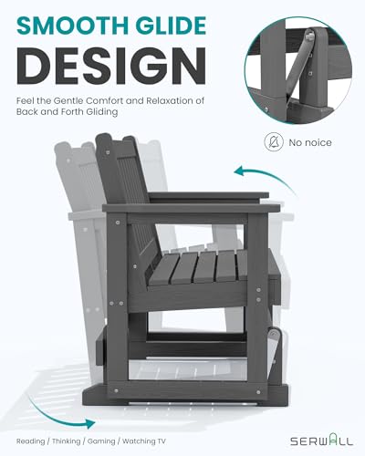 HDPE Outdoor Glider Bench Set of 4 (Grey / 4 Pack)