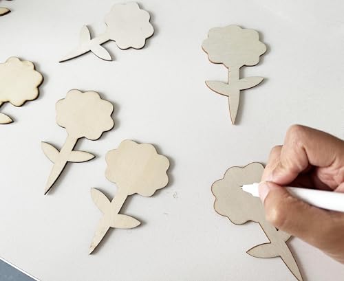 100 Pcs Wood Plant Labels (Flower)