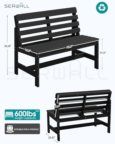Armless Outdoor Bench (Black / 2 Person)